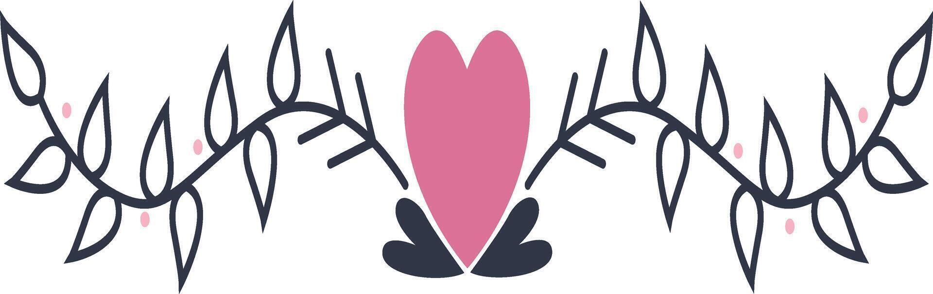 Romantic Divider Decoration with Flat Design. Isolated on White Background. vector