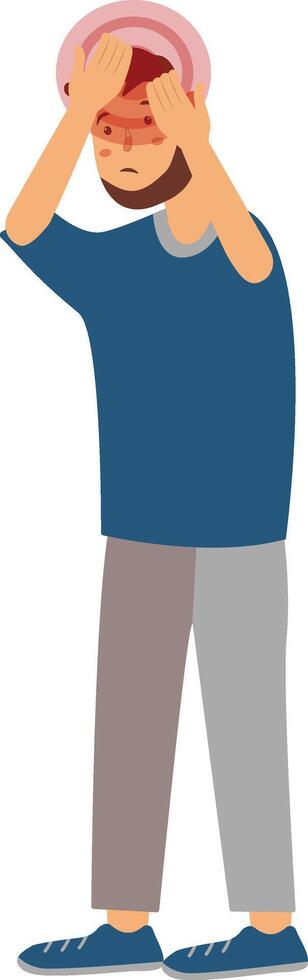 Illustration of Guy with Pain on White Background, vector