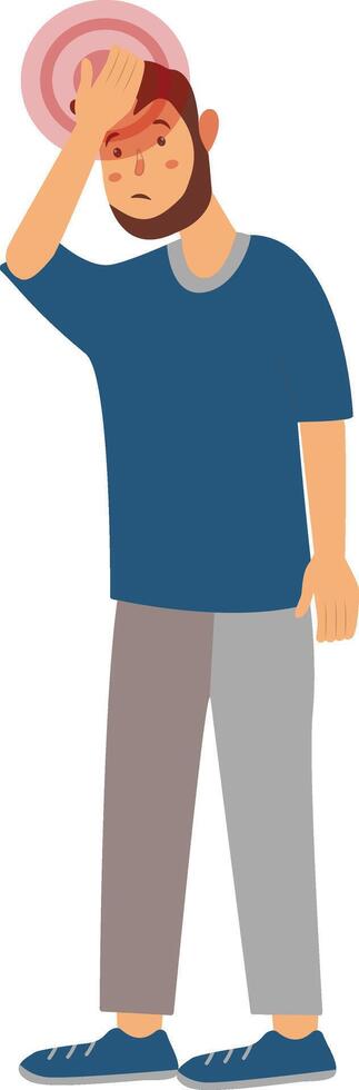 Illustration of Guy with Pain Isolated on White Background, vector