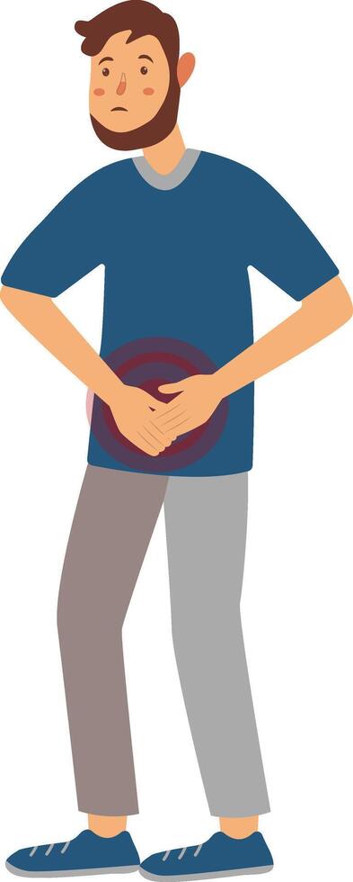 Illustration of Guy with Pain. Character in Cartoon Design vector