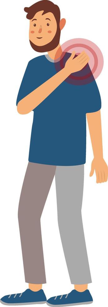 Illustration of Guy with Pain. Character in Cartoon Design. vector