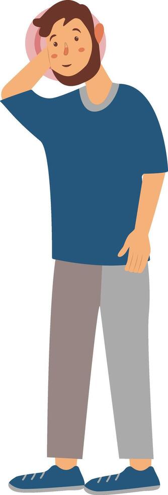 Illustration of Guy with Pain. Character in Cartoon Concept vector