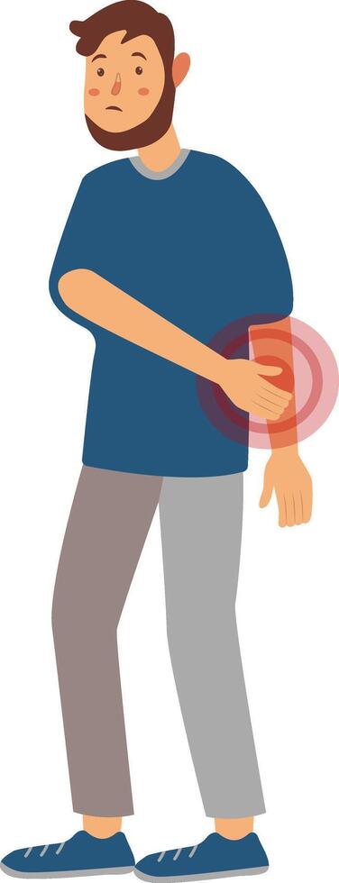 Illustration of Guy with Pain. Character with Cartoon Design. vector