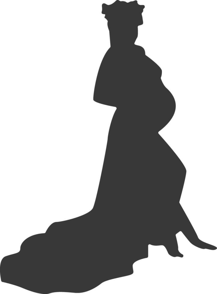 Silhouette of Pregnant Female on White Background, vector