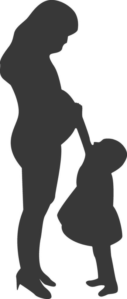 Silhouette of Pregnant Female Isolated on White Background. vector