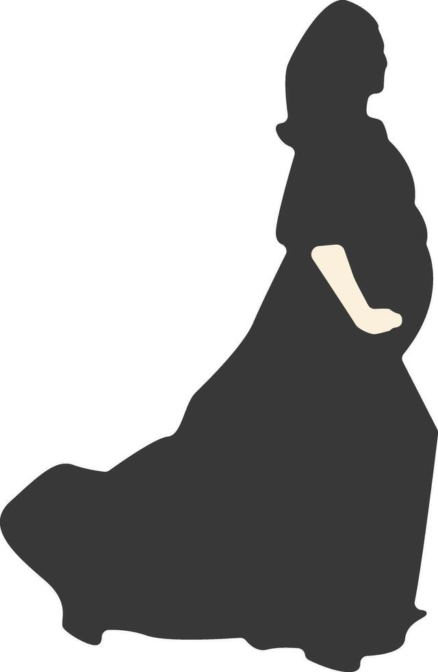 Silhouette of Pregnant Female. Isolated on White Background vector