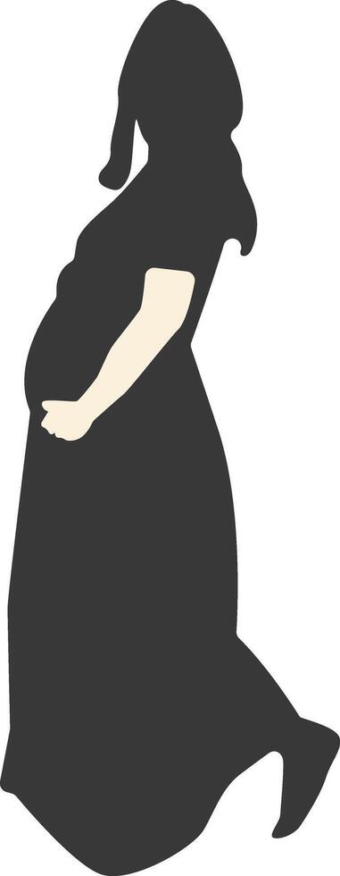 Silhouette of Pregnant Female. Isolated on White Background. vector