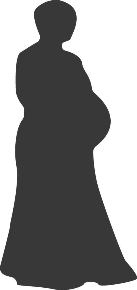 Silhouette of Pregnant Female with Flat Design vector