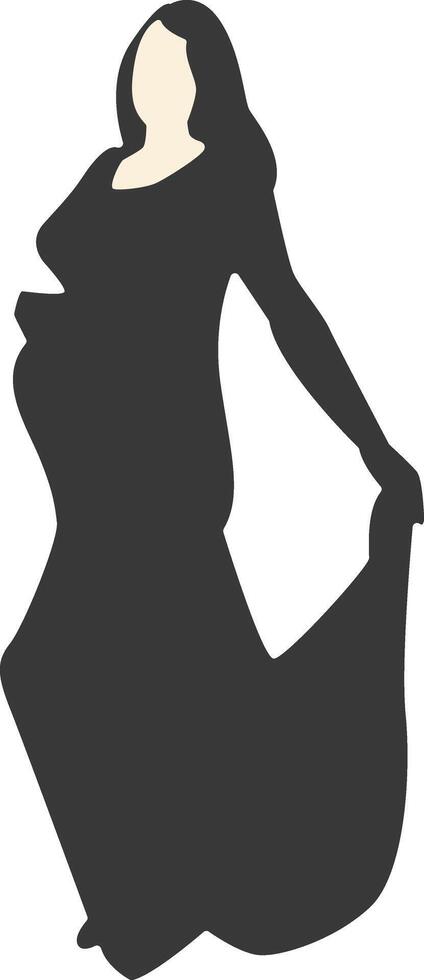Silhouette of Pregnant Female with Flat Design. vector