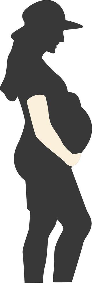 Silhouette of Pregnant Female with Flat Design, vector