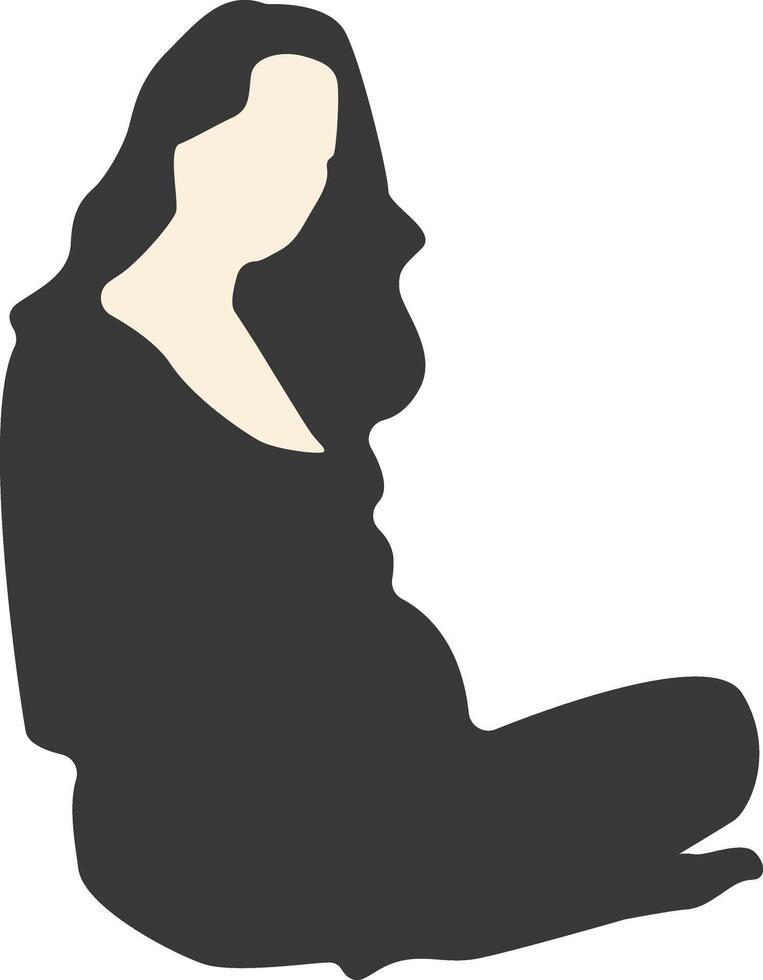Silhouette of Pregnant Female with Simple Design, vector
