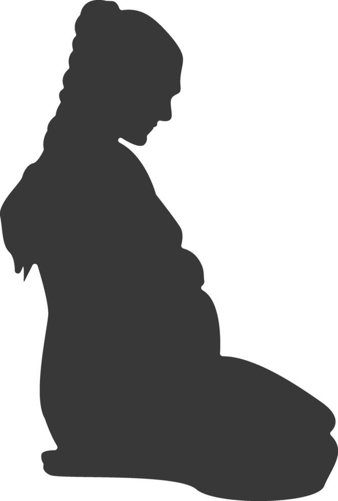 Silhouette of Pregnant Female with Abstract Shape vector