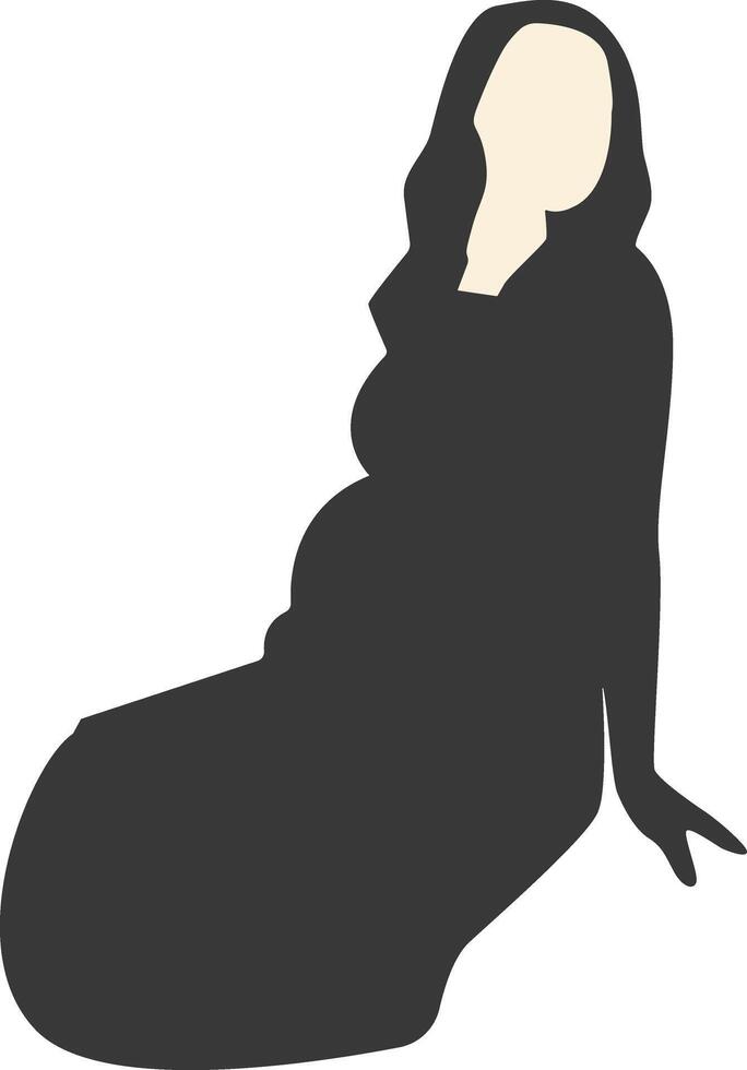 Silhouette of Pregnant Female with Abstract Shape, vector