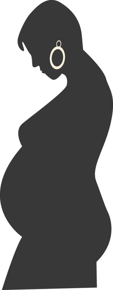 Silhouette of Pregnant Female in Flat Design. Isolated on White Background. vector