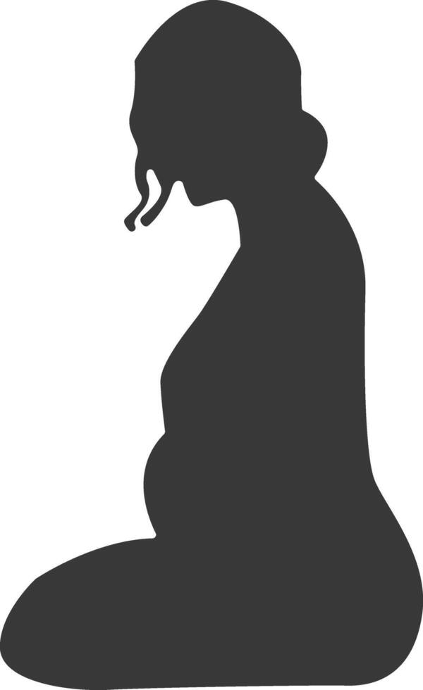 Silhouette of Pregnant Female in Flat Design. Isolated on White Background vector