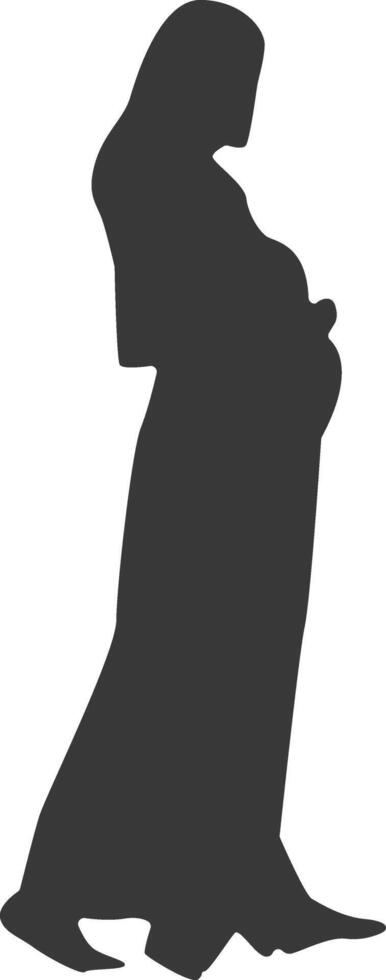 Silhouette of Pregnant Female in Flat Design, Isolated on White Background vector