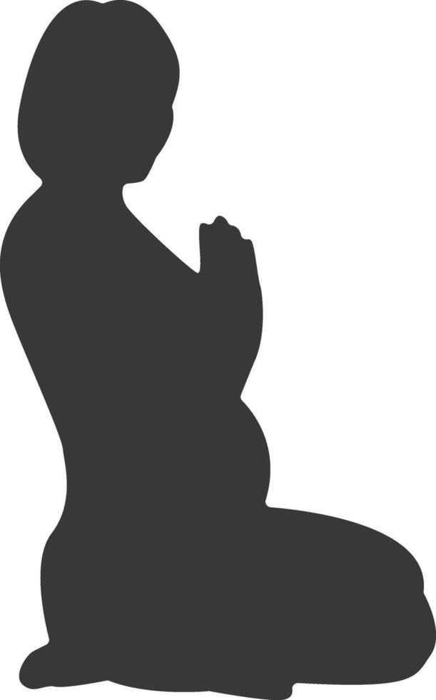 Silhouette of Pregnant Female with Flat Design. Isolated on White Background vector