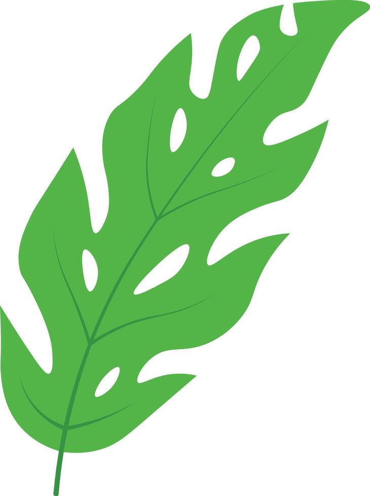Green Tropical Leaves, Isolated on White Background, vector
