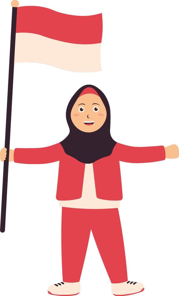 Indonesia Independence Kids Illustration, Isolated on White Background vector