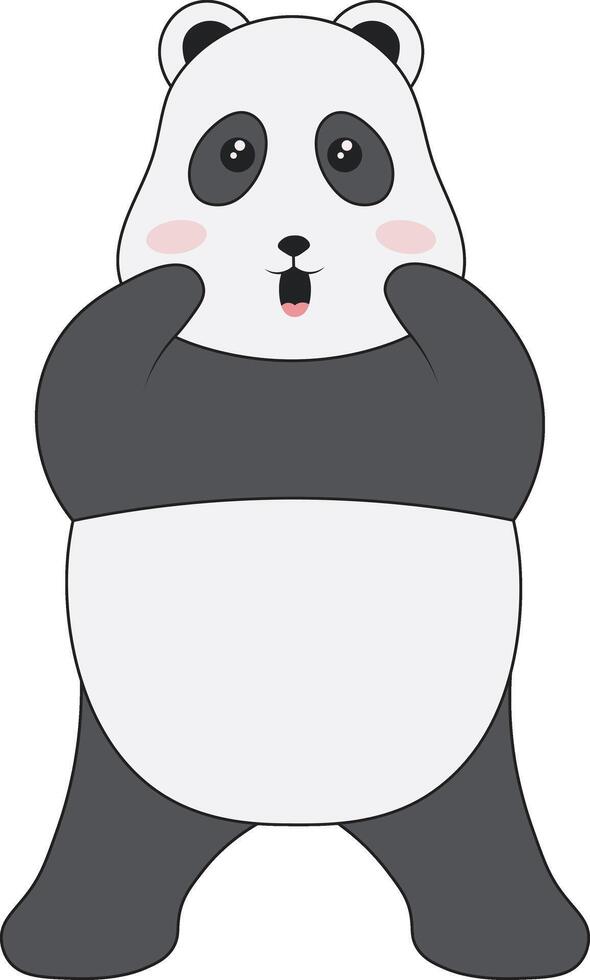 Cute Panda Character, Isolated on White Background vector