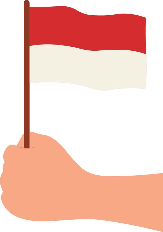 Hands Holding the Indonesian Flag. Isolated on White Background. vector