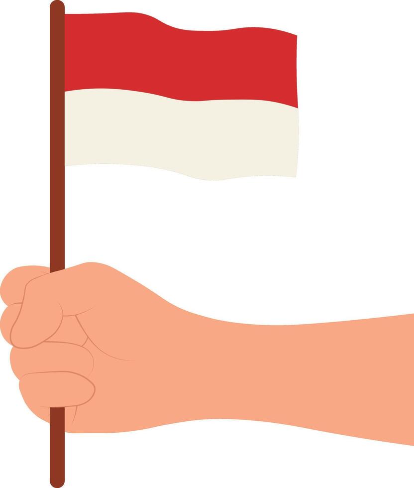 Hands Holding the Indonesian Flag, Isolated on White Background, vector