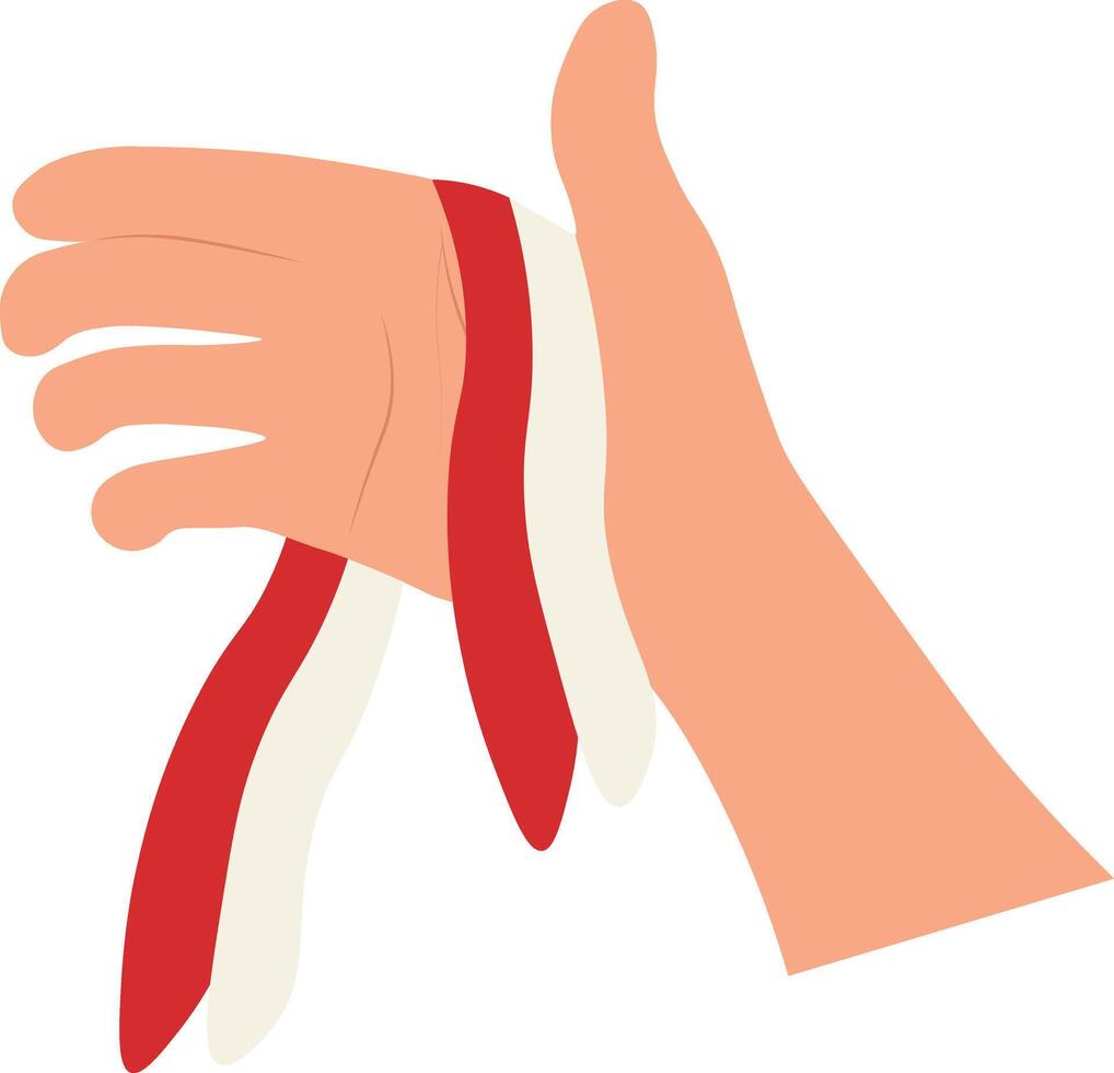 Hands Holding the Indonesian Flag with Flat Design vector