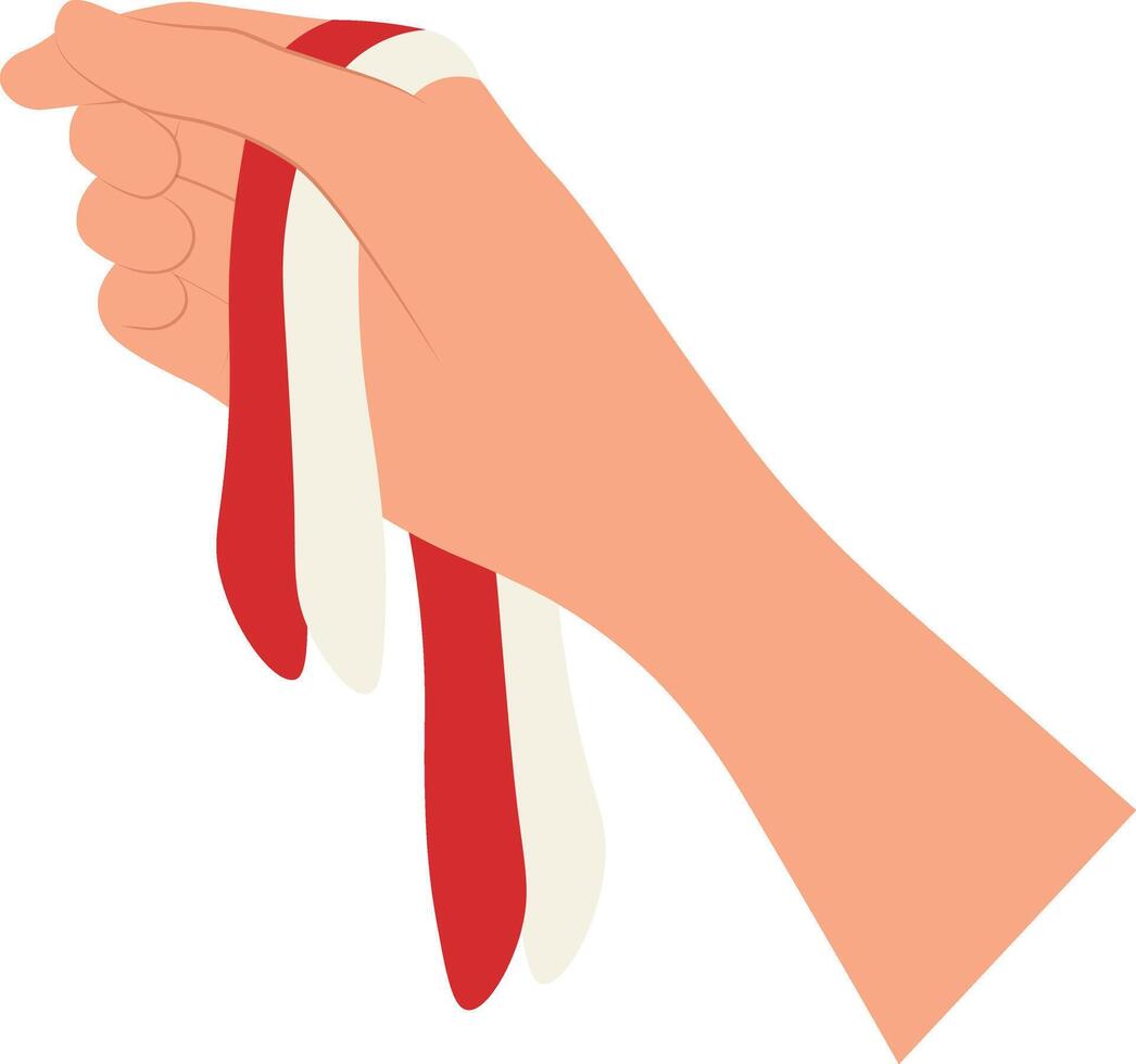 Hands Holding the Indonesian Flag with Flat Design. vector