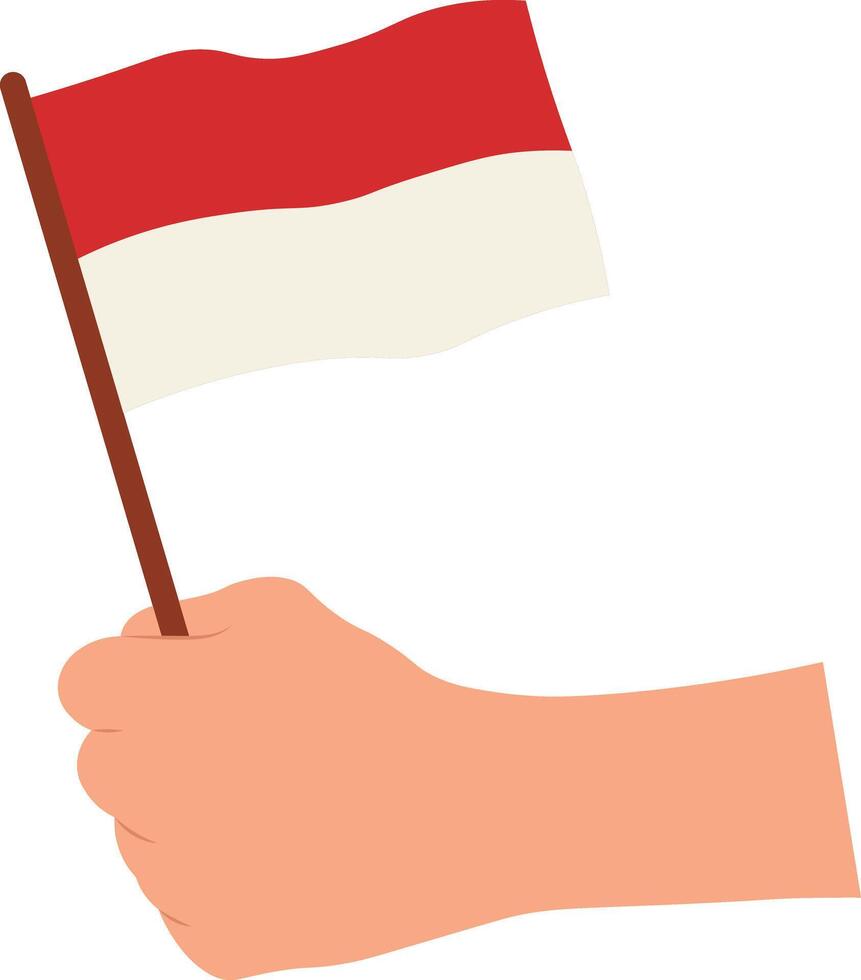 Hands Holding the Indonesian Flag with Cartoon Design. vector