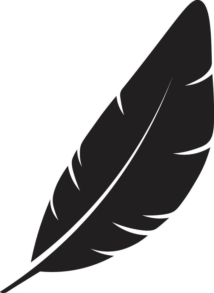 Curved Feather Silhouette Isolated on White Background vector