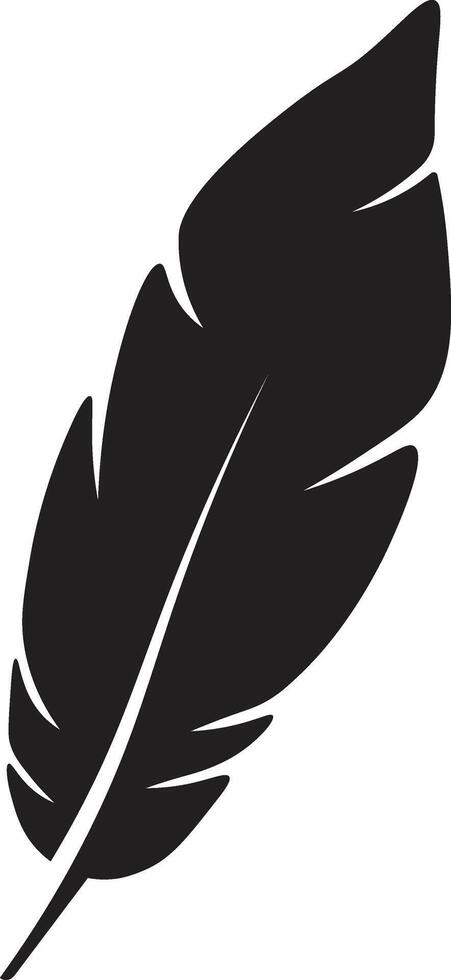 Curved Feather Silhouette, Isolated on White Background vector