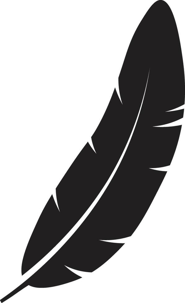 Curved Feather Silhouette with Flat Design. vector