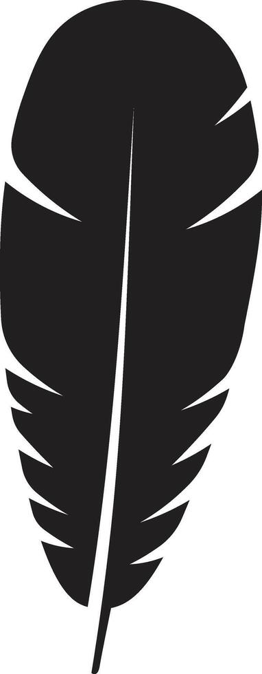 Curved Feather Silhouette with Flat Design. Isolated on White Background vector