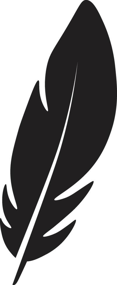 Curved Feather Silhouette with Flat Design. Isolated on White Background. vector