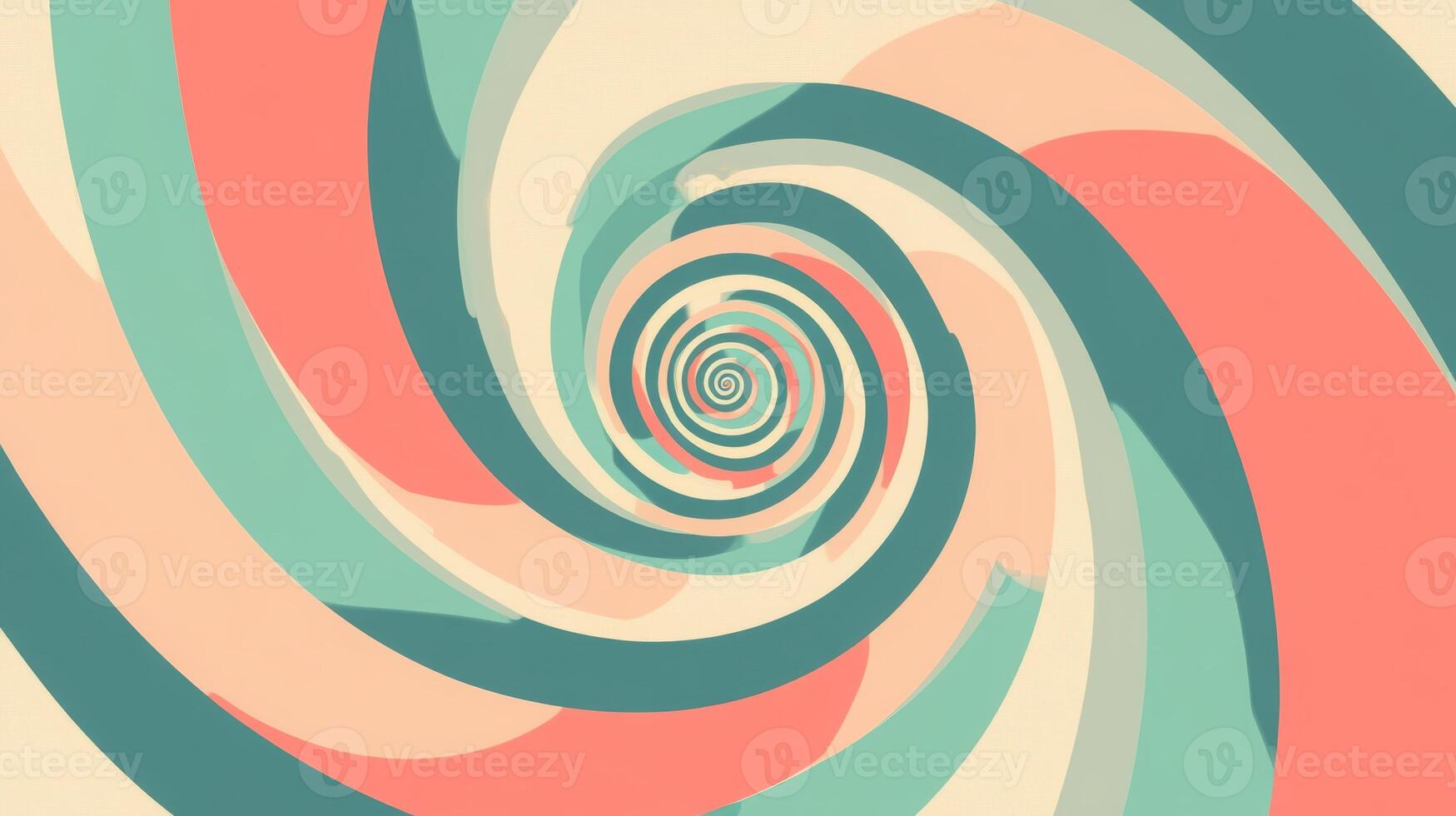 Abstract spiral pattern with vibrant pastel colors and concentric swirls creating a dynamic optical illusion of depth and movement photo