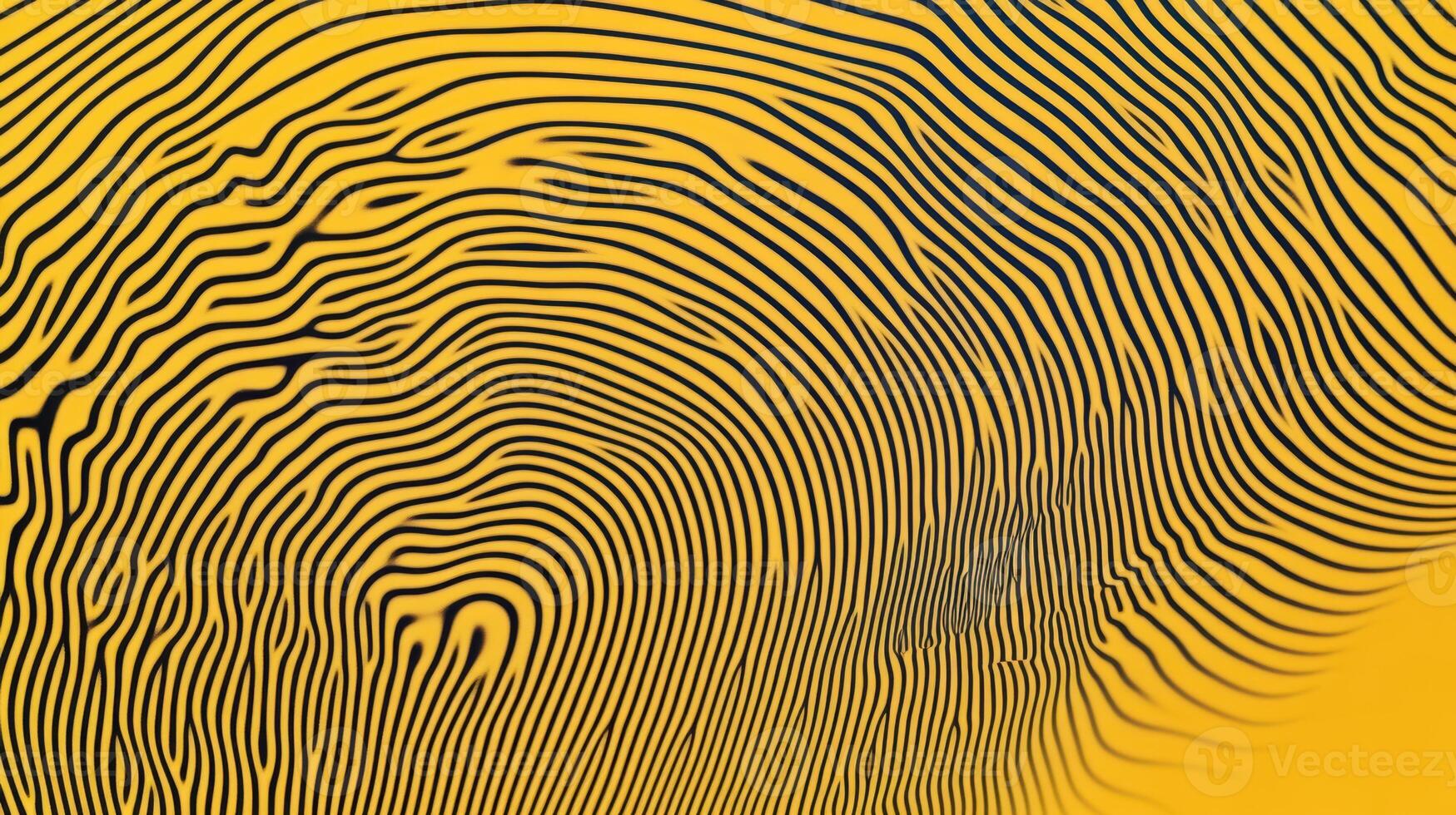 Abstract yellow background with mesmerizing black wavy lines creating a hypnotic optical illusion and captivating visual depth photo
