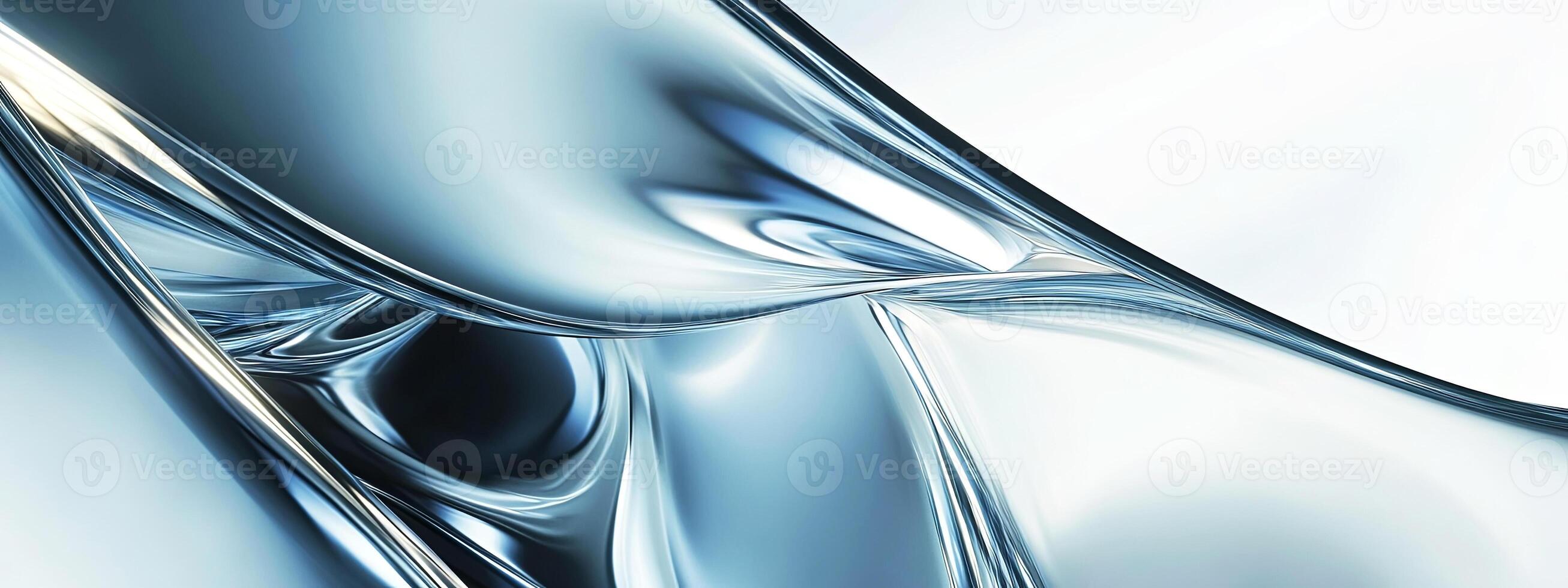 Abstract metallic waves with smooth reflections and gradients create a dynamic visual effect, showcasing the beauty of fluid shapes and light interplay in a modern design context photo