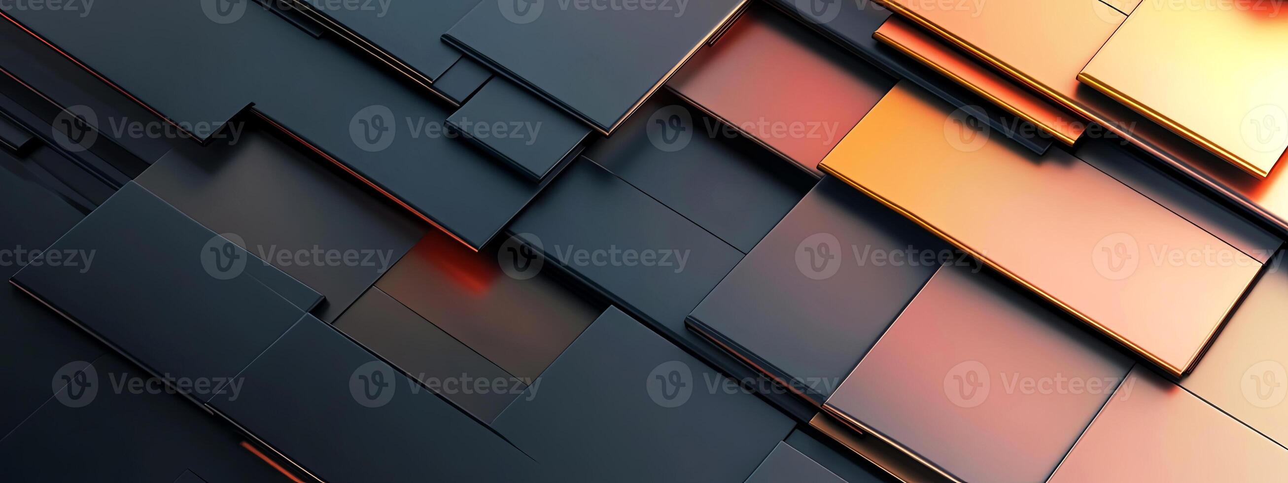 Abstract geometric composition featuring layered black and orange panels, creating a dynamic visual texture, ideal for modern design and technology backgrounds photo