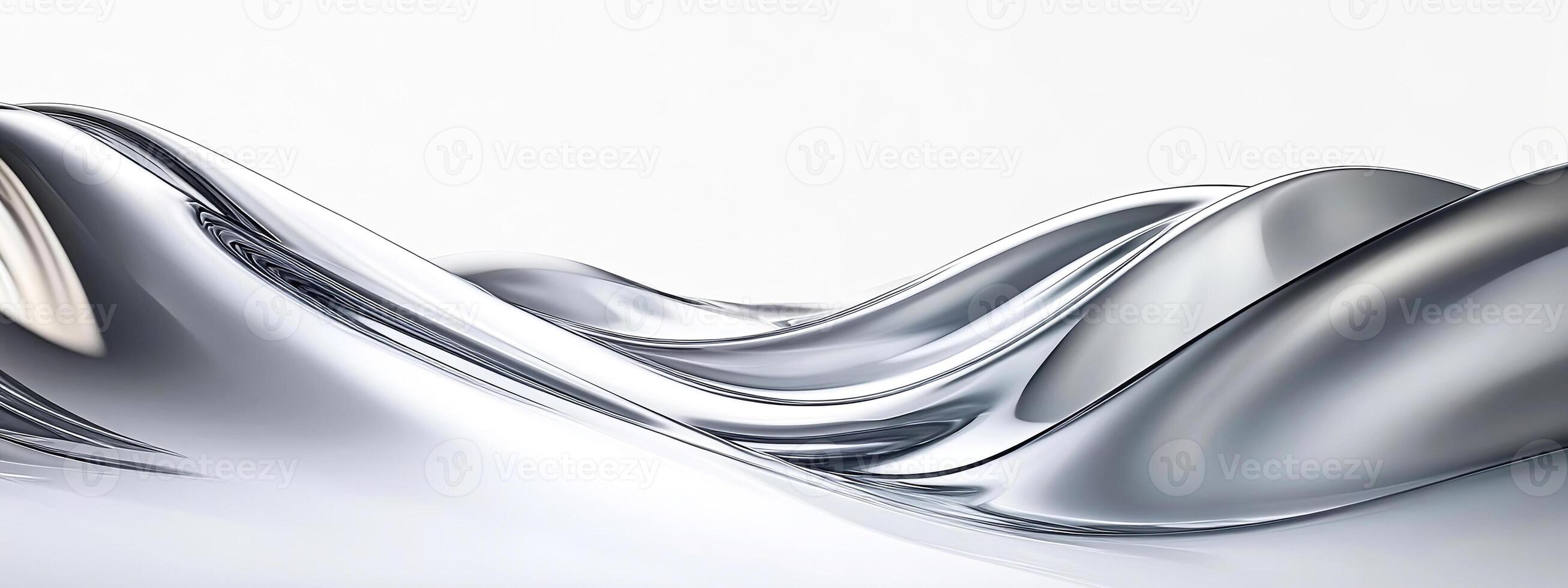 Abstract silver waves create a smooth flowing texture, reflecting light in a minimalist design, showcasing elegance and modern aesthetics with a sense of tranquility and fluidity photo