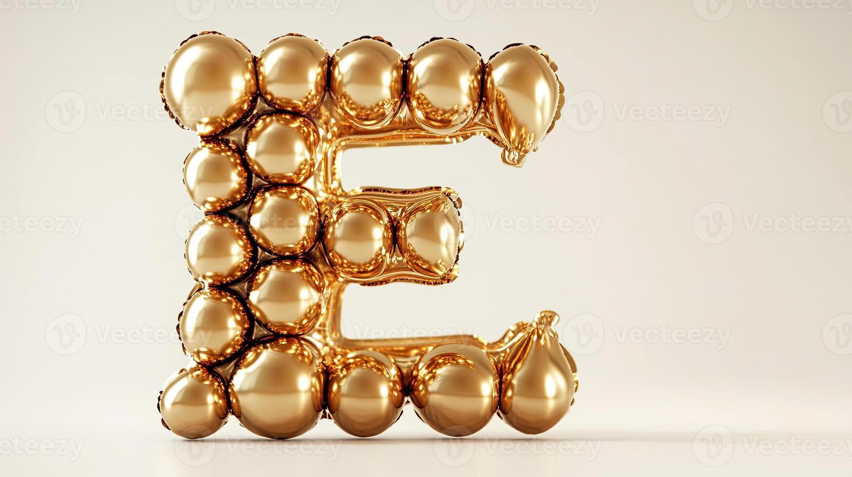 Golden balloon letter E, crafted from shiny metallic balloons, stands prominently against a soft gradient background, adding a festive and celebratory touch to any design project photo