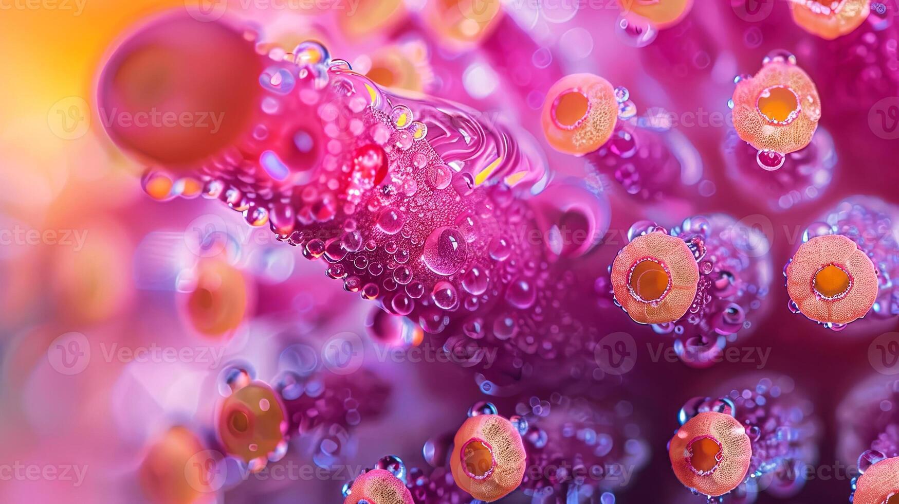 Close-up of vibrant coral with intricate textures and bubbles, showcasing the beauty of marine life and underwater ecosystems in a colorful aquatic environment photo