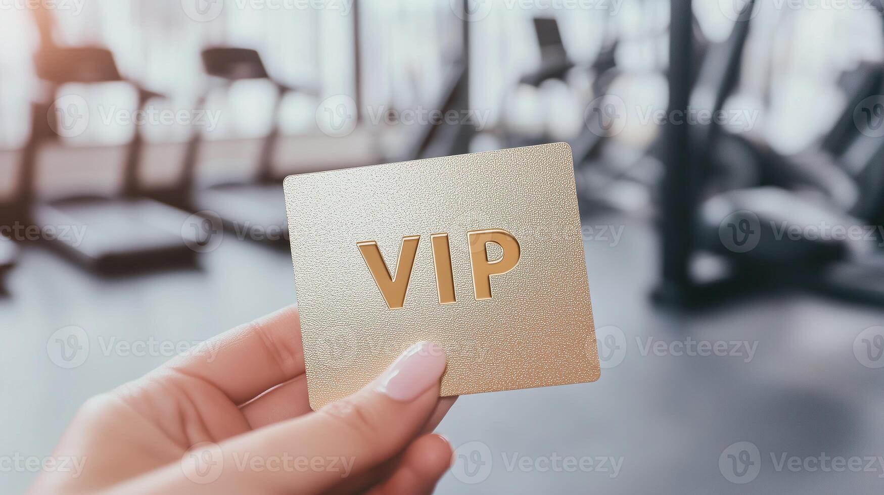 womans hand holding a golden business card photo