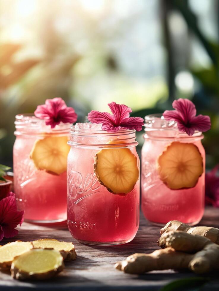 Artisan Stand Selling Natural Hibiscus Lemonade with Ginger photo