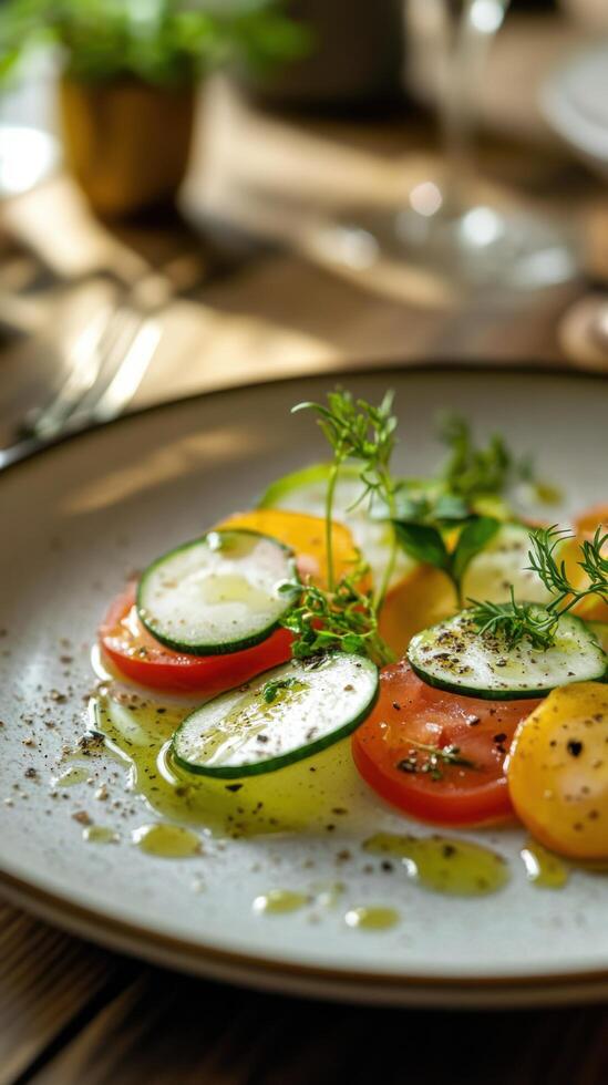 Carpaccio of Summer Vegetables Served with Fragrant Herb Oil Sauce photo