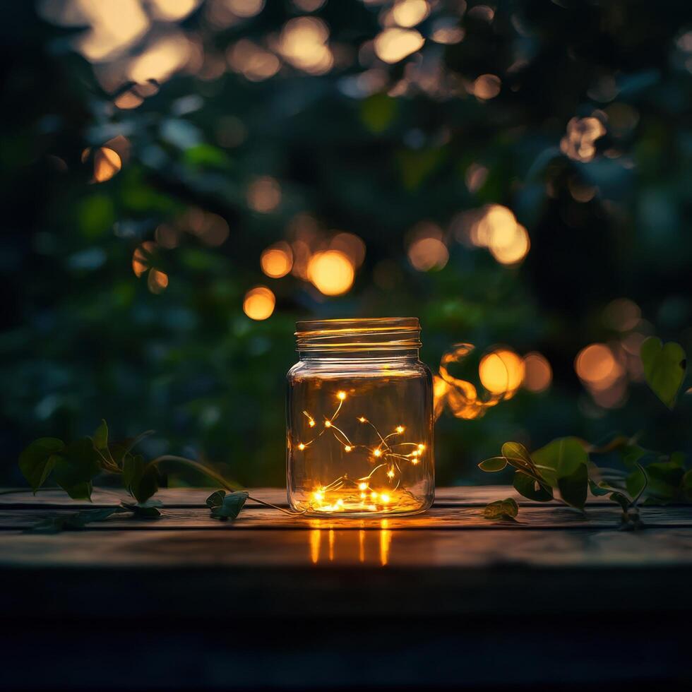 Clear Evening Tableau Sparkling with Magical Bug Lanterns photo