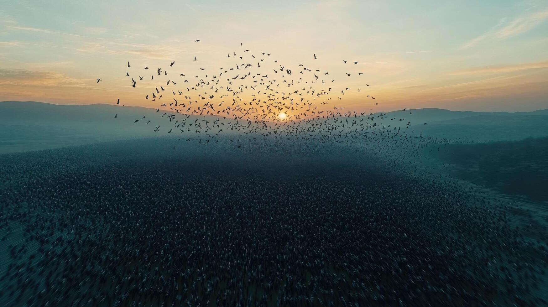Coordinated Birds Traversing The Sunny Heavens Boldly photo