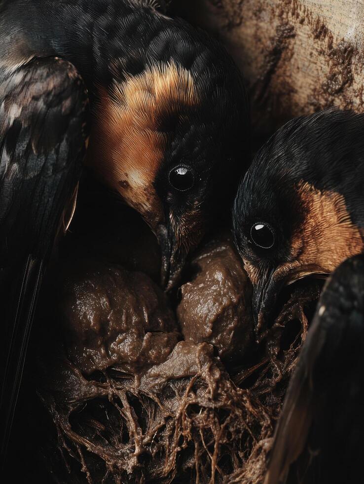 Cooperative Sky Hunters Delivering Insects To Their Young photo