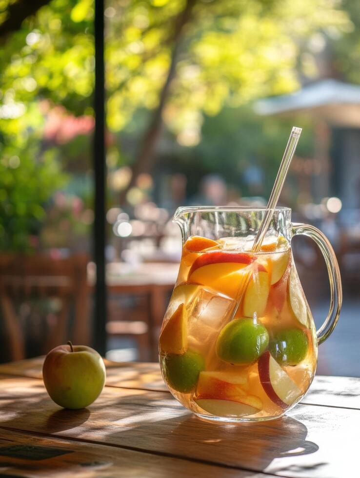 Elegant Spanish White Sangria For Sunlit Garden Restaurant photo