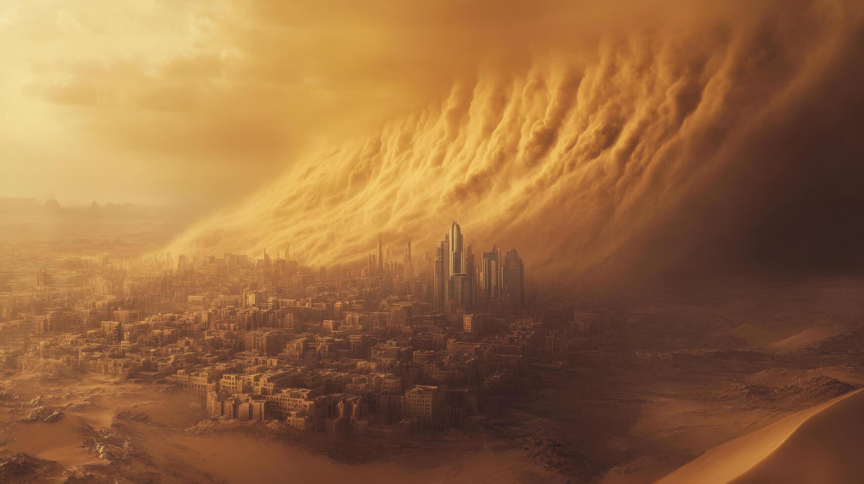 Doomsday Sized Sandstorm Swallowing The Edge Of Summer Sands photo