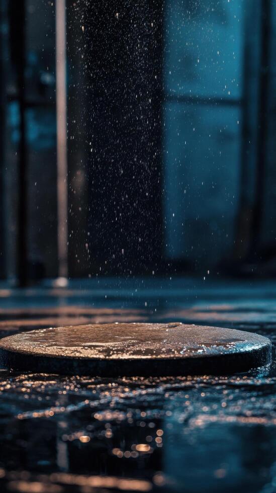 Downtown Cement Display With Life like Rainfall Details photo